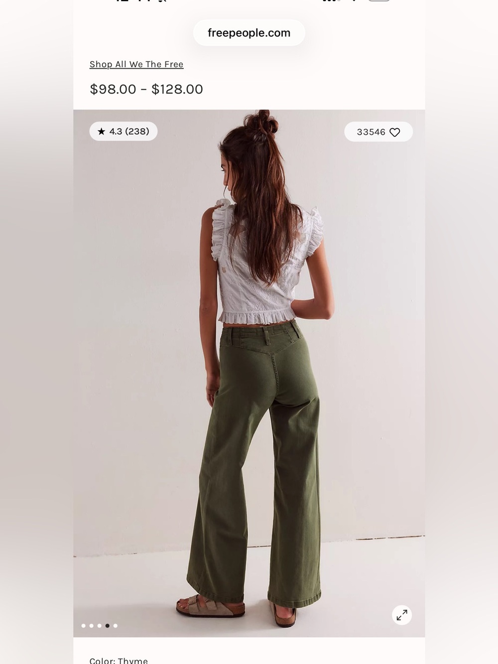 FREE PEOPLE - We The Free Libra High-Rise Wide Leg Jeans in Thyme